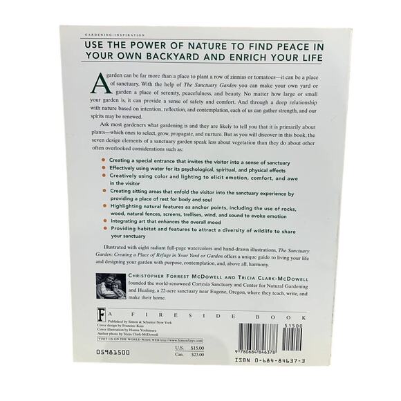 Vintage 1998 The Sanctuary Garden Paperback Book Christopher and Tricia McDowell - Picture 2 of 2